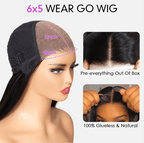 Straight Hair Wig | 6x5 Transparent Lace | Glueless | 250% Density - Mavi