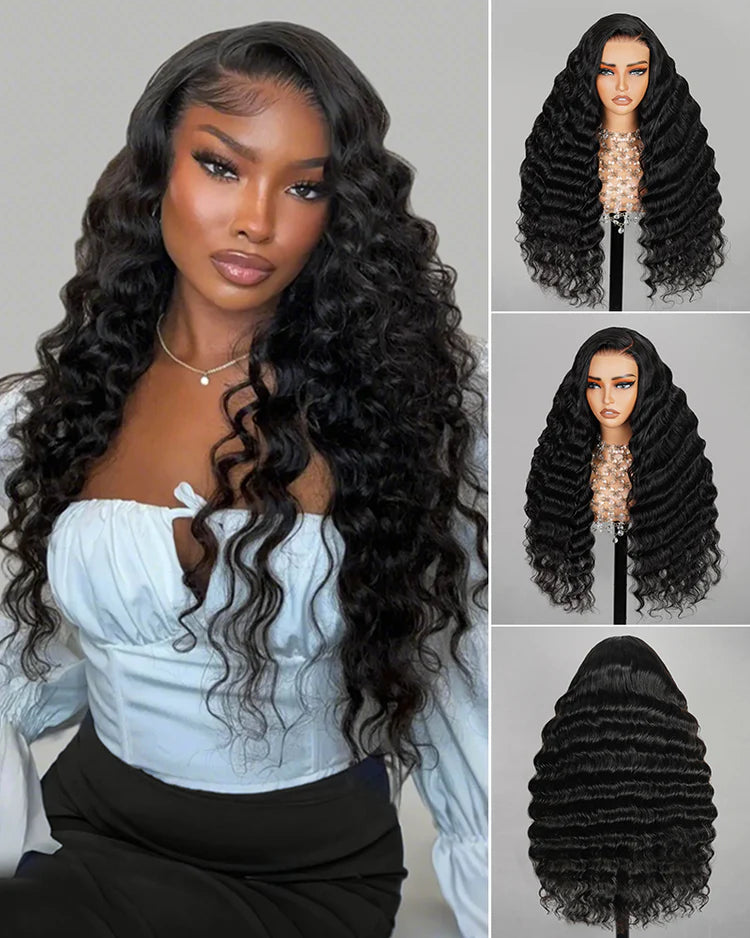 Invisible Knots Wig Glueless Deep and Loose, Natural Black Color | Ideal for Beginners | Mavi