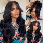 6x5 Wig with Curtain Bangs Framing the Face and Soft Waves | Mavi