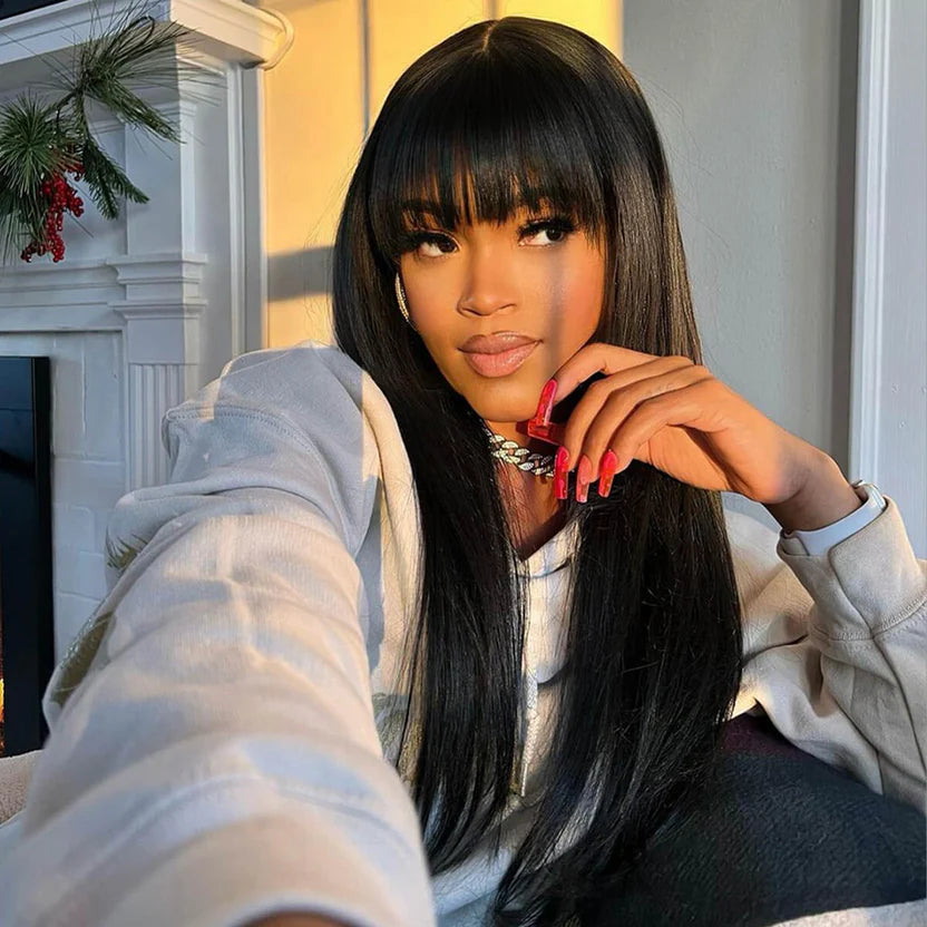Fringe Bangs Hair Wig | 6x5 Lace | Glueless | 180% Density - Mavi